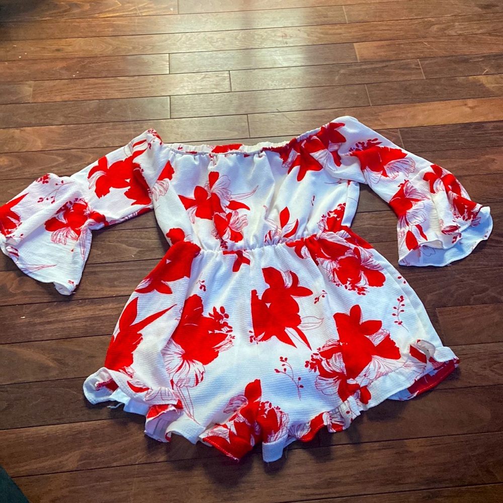Red and white romper from Hawaii